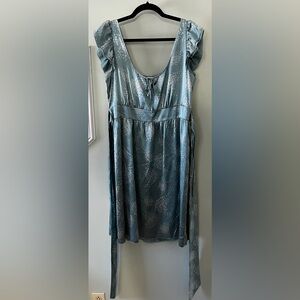 Original Penguin Teal Star Patterned Silk Dress